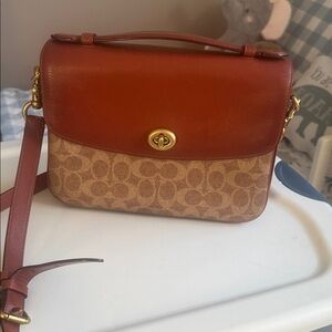 Coach Brown and Tan Signature Crossbody Bag